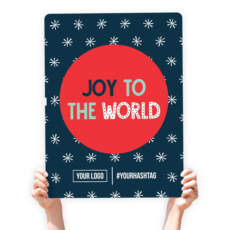 Christmas Greeting Sign - &quot;Joy to the World&quot; (White Snowflakes)