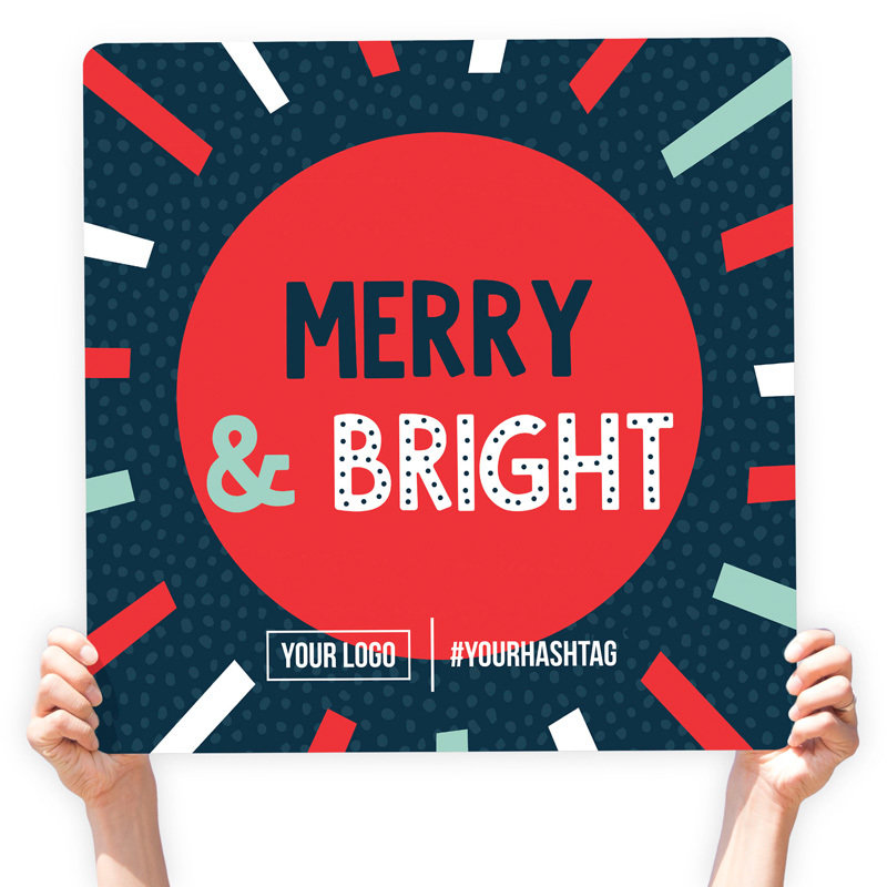 Christmas Greeting Sign - &quot;Merry &amp; Bright&quot; (Radiant), Select Your Size: 22” X 22”