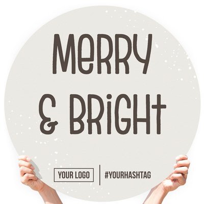 Christmas Greeting Sign - &quot;Merry &amp; Bright&quot; (Snow)