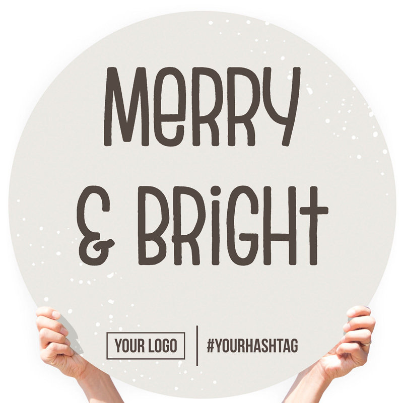 Christmas Greeting Sign - &quot;Merry &amp; Bright&quot; (Snow)