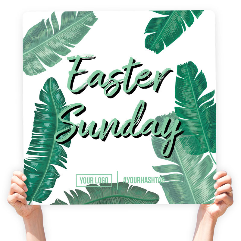 Easter Greeting Sign - &quot;Easter Sunday&quot; (Feathers), Select Your Size: 22&quot; X 22&quot;