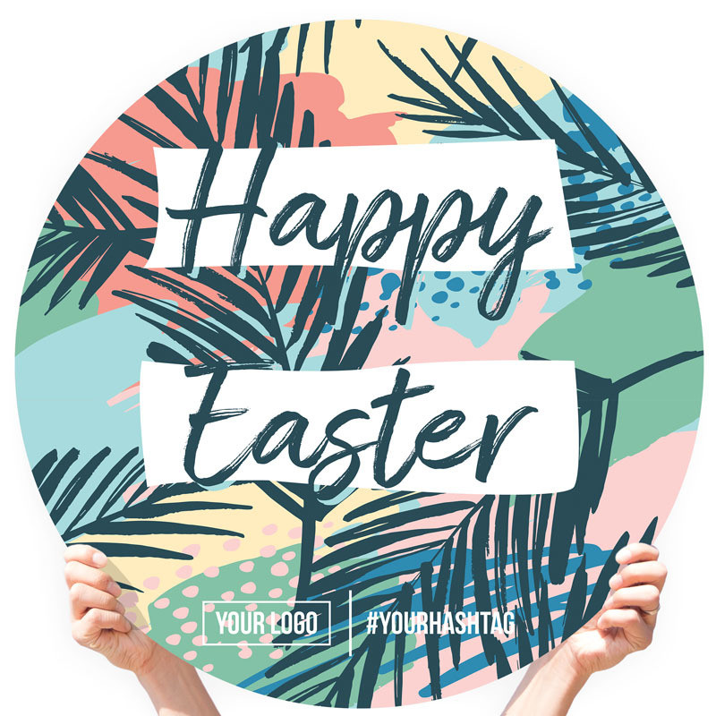 Easter Greeting Sign - "Happy Easter" (Palm Leaves)