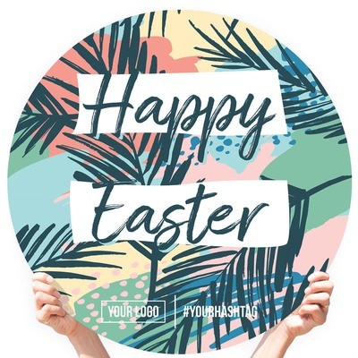 Easter Greeting Sign - &quot;Happy Easter&quot; (Palm Leaves)