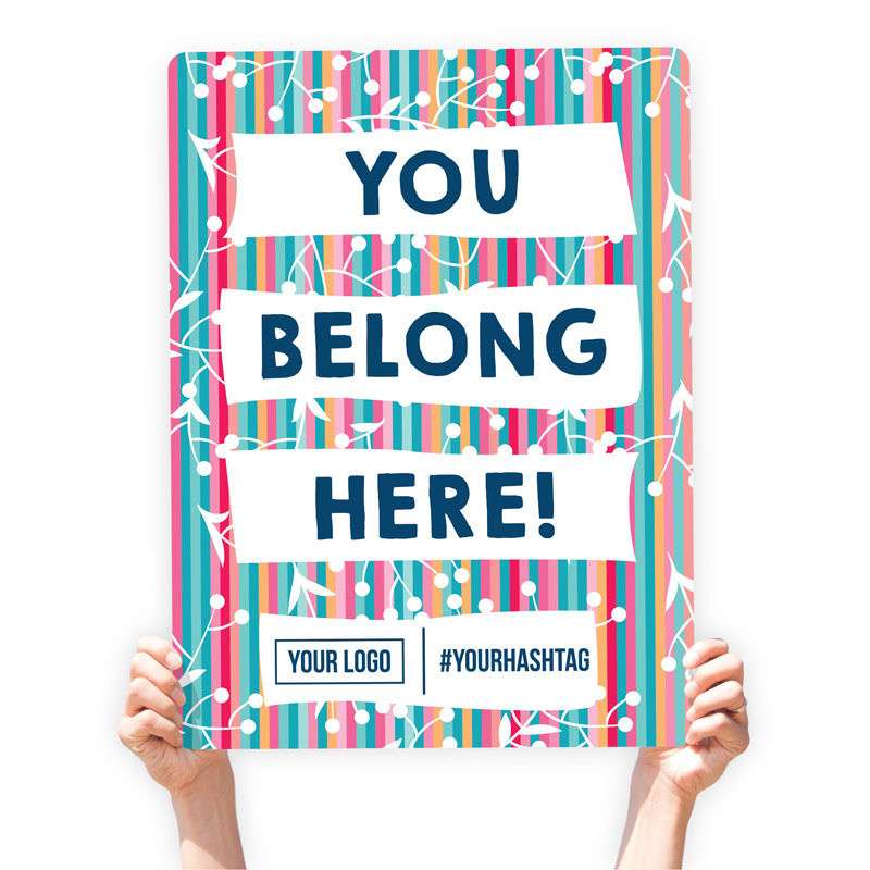 Easter Greeting Sign - "You Belong Here!" (Stripes)