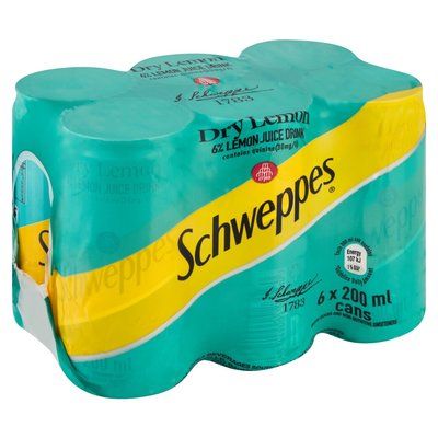Schweppes Dry Lemon Soft Drink Cans (6 x 300 ml)