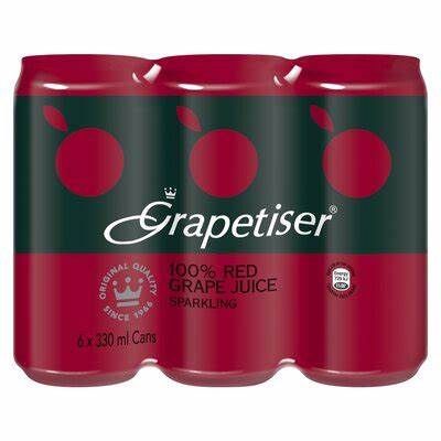 Grapetiser Sparkling Fruit Juice Cans Red Grape (6 x 330 ml)