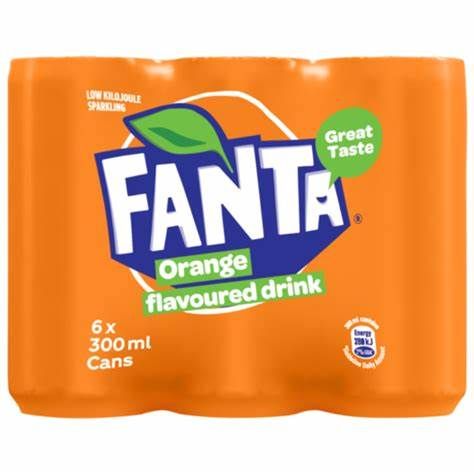 Fanta Orange Soft Drink Cans (6 x 300 ml)