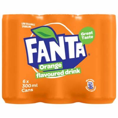 Fanta Orange Soft Drink Cans (6 x 300 ml)