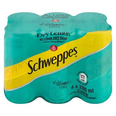 Schweppes Soda Water Cans 6 x 300 ml