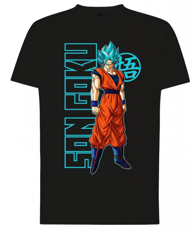 🔵 Camiseta de Goku Super Saiyan Blue – Diseño Anime Exclusivo en Negro