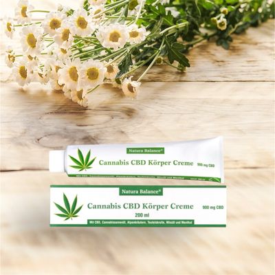 200ml CBD Creme mit 900mg CBD  Teufelskralle Alpenkräuter Körper Rücken Massage Balsam Hanföl