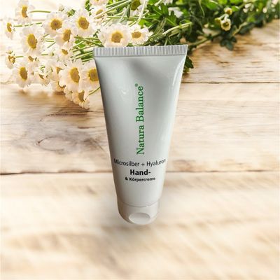 Exklusive Anti-Falten-Pflege 100ml Handcreme &quot;Mikrosilber &amp; Hyaluron&quot; von Natura Balance hergestellt in Deutschland!