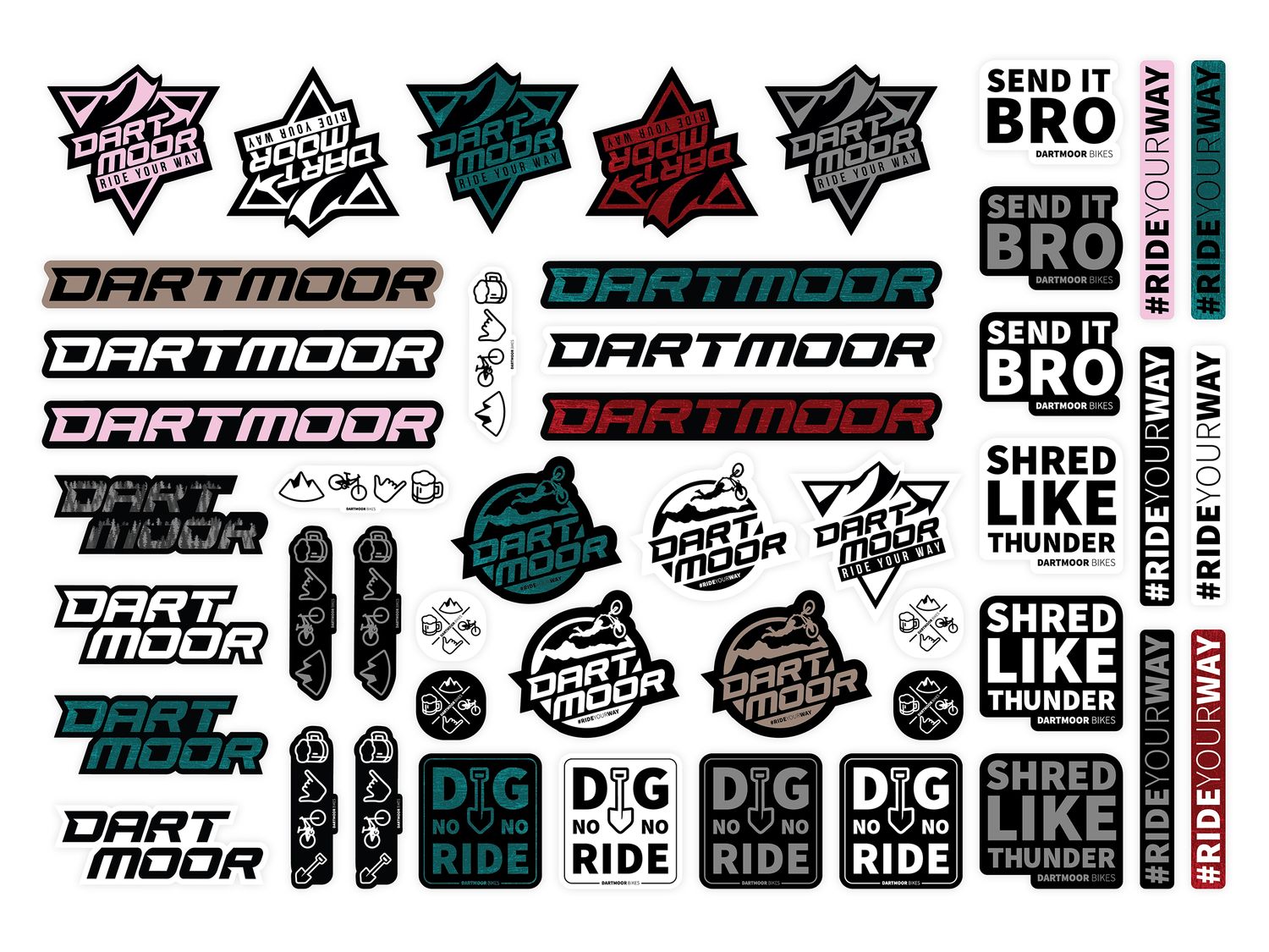 Zestaw naklejek Dartmoor / Ride Your Way, arkusz A3 Naklejki na rower