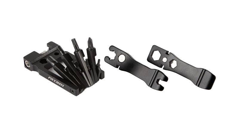Zestaw kluczy multitool Accent Nero-19, 19 funkcji, aluminiowy płaski, czarny (inbusy , skuwacz , łyżki do opon, torx)