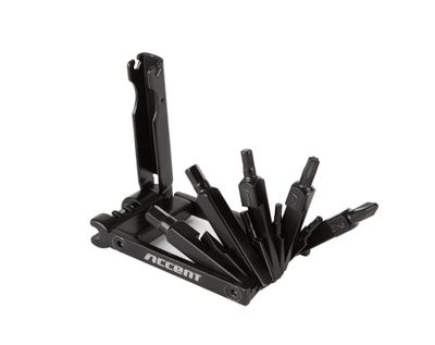 Zestaw kluczy multitool Accent Nero-12, 12 funkcji, aluminiowy płaski, czarny