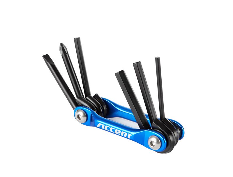 Zestaw kluczy multitool Accent Zaffiro-6, 6 funkcji, aluminiowy, niebiesko-czarny
