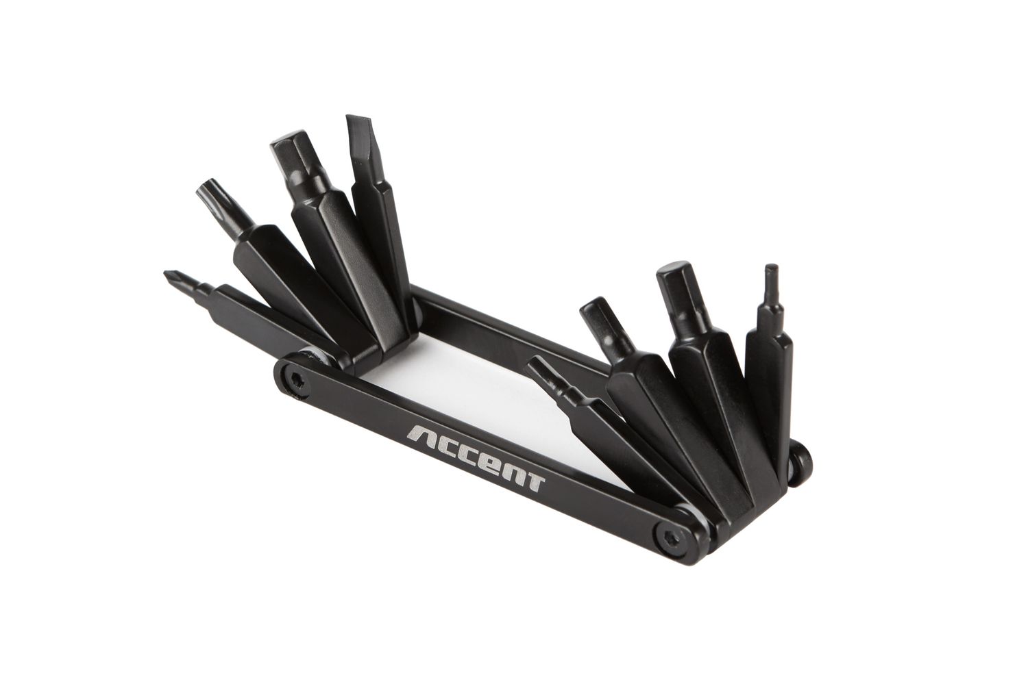Zestaw kluczy multitool Accent Nero-8, 8 funkcji, aluminiowy płaski, czarny (inbusy, torx, skuwacz do łańcucha)