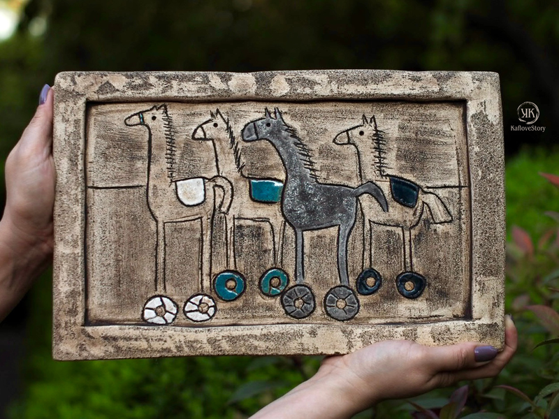 Kafel ceramiczny „Konie”