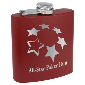 6 oz. MAROON Powder Coated Laserable Stainless Steel Flask