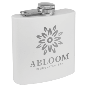 6 oz. WHITE Powder Coated Laserable Stainless Steel Flask