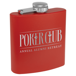 6 oz. RED Powder Coated Laserable Stainless Steel Flask