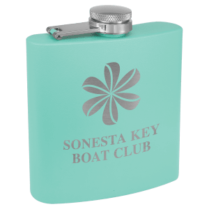 6 oz. TEAL Powder Coated Laserable Stainless Steel Flask
