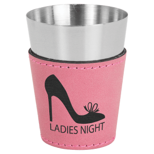 Pink Leatherette &amp; Stainless Steel Shot Glass
