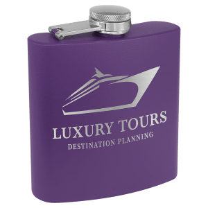 6 oz. PURPLE Powder Coated Laserable Stainless Steel Flask