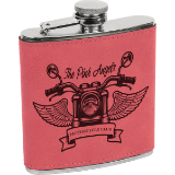6 oz. Pink Laserable Leatherette Stainless Steel Flask