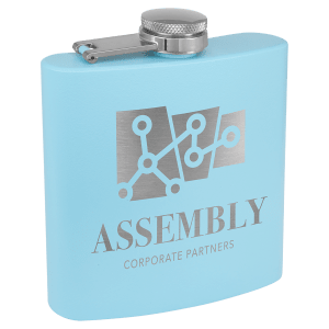 6 oz. LIGHT BLUE Powder Coated Laserable Stainless Steel Flask