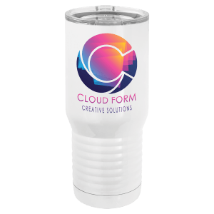 Full color imprintable white 20 oz. Tall White Vacuum Insulated Tumbler