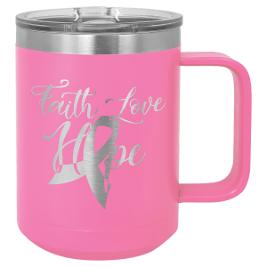 Polar Camel 15 oz. Pink Stainless Steel Vacuum Insulated Mug with Slider Lid