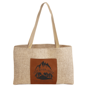 19&quot; x 12&quot; Burlap Bag with 5&quot; Rawhide Leatherette Gusset