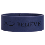 9 1/2&quot; x 1&quot; Blue/Black Leatherette Cuff Bracelet