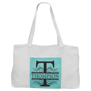 19&quot; x 12&quot; White Bag with Teal Leatherette Pocket