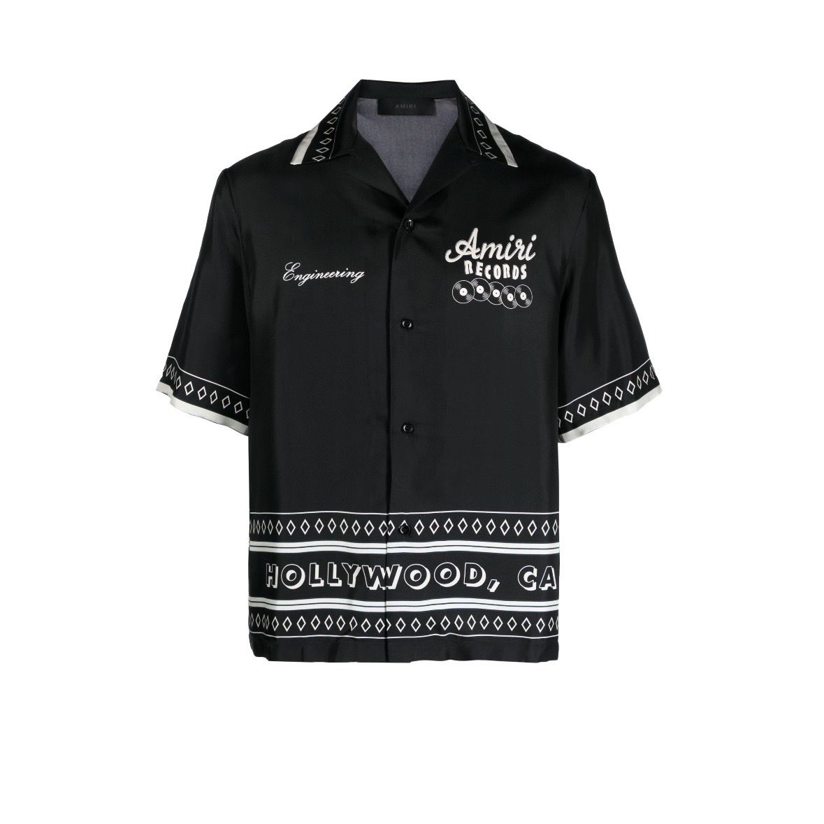Amiri Record Graphic Print Silk Shirt