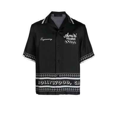 Amiri Record Graphic Print Silk Shirt