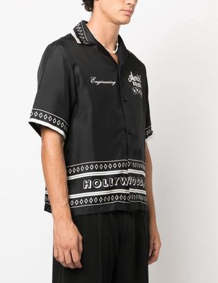 Amiri Record Graphic Print Silk Shirt