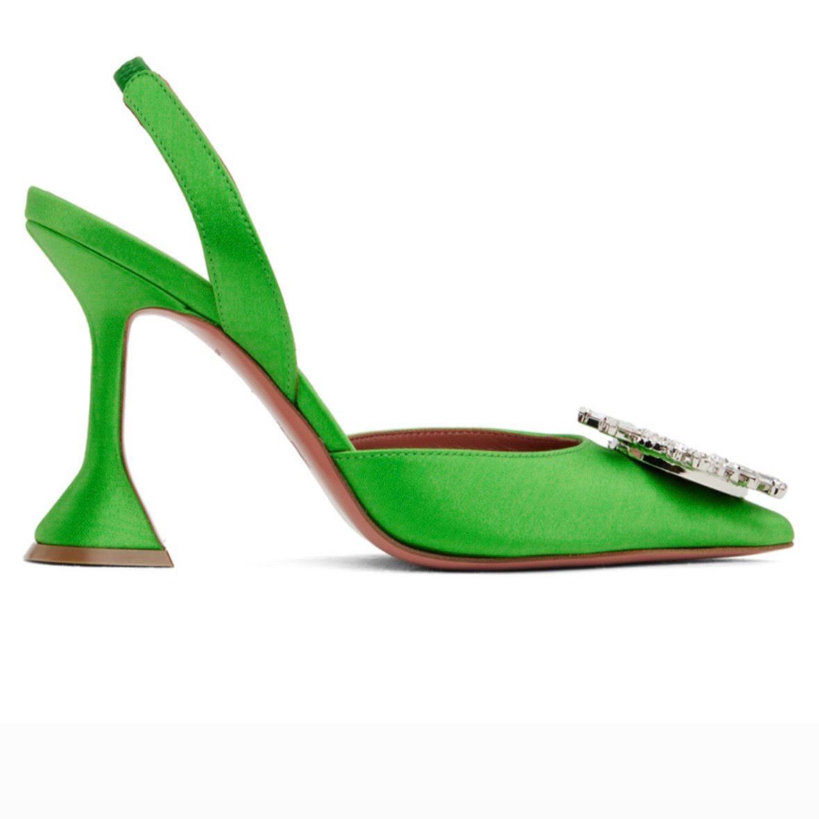 Amina Muaddi Green Begum Sling Heels