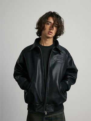 Black Leather Jacket Zipped
