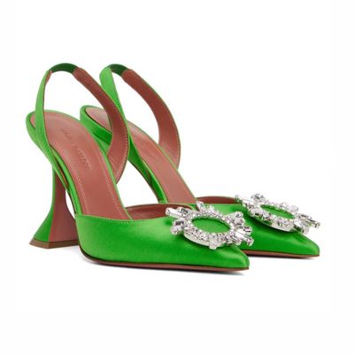 Amina Muaddi Green Begum Sling Heels