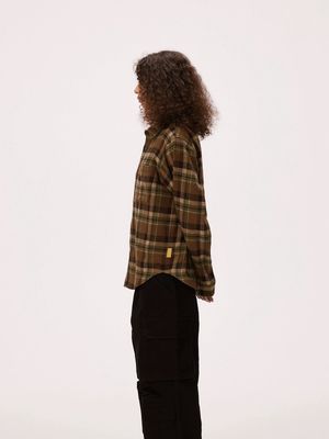 Classic Flannel Brown Plaid Shirt Unisex