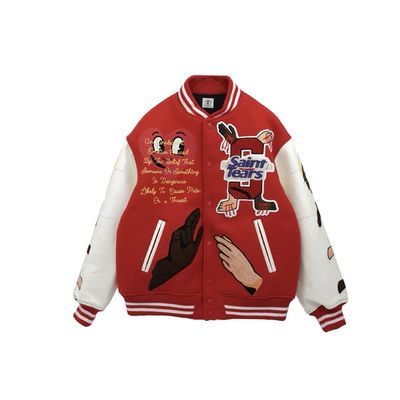 Denim Tears x Saint Mxxx Stadium Varsity Jacket Red