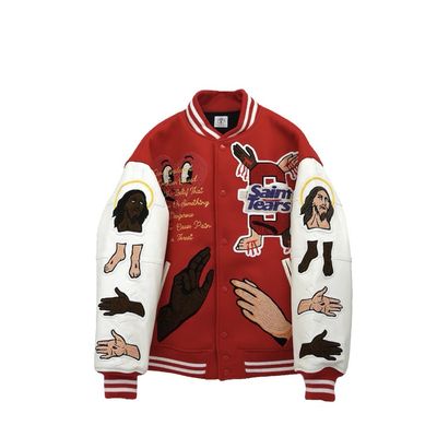 Denim Tears x Saint Mxxx Stadium Varsity Jacket Red