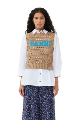 Ganni Brown Cotton Rope Short Vest