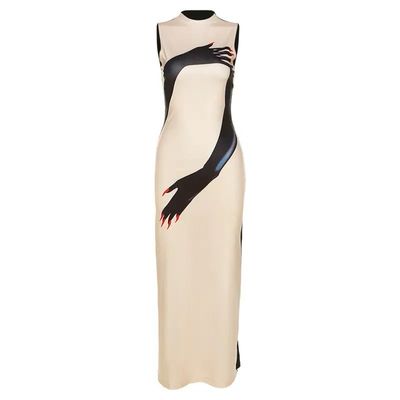 Loewe Hand Print Velvet Midi Dress