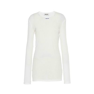 MiuMiu Logo Patch Ribbed Jersey Dress