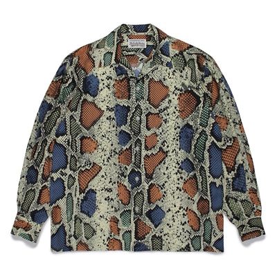 Wacko Maria Camp Collar Snake Print Silk Shirt