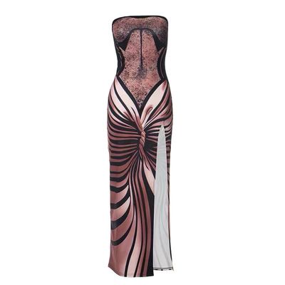 Vintage Abstract Bra Print Long Dress