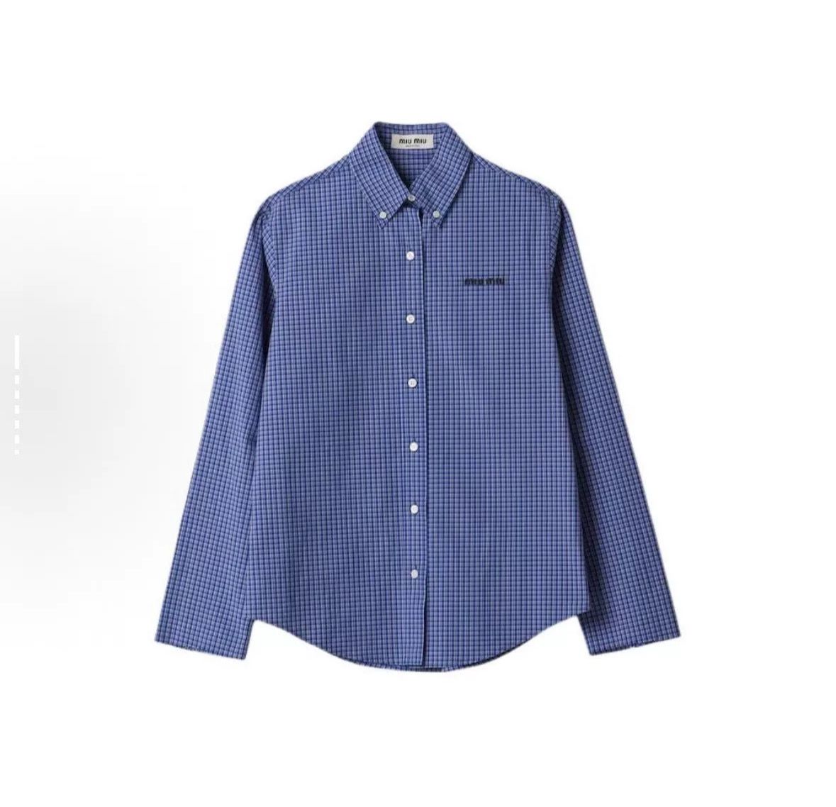 MiuMiu Sapphire Blue Checked Shirt